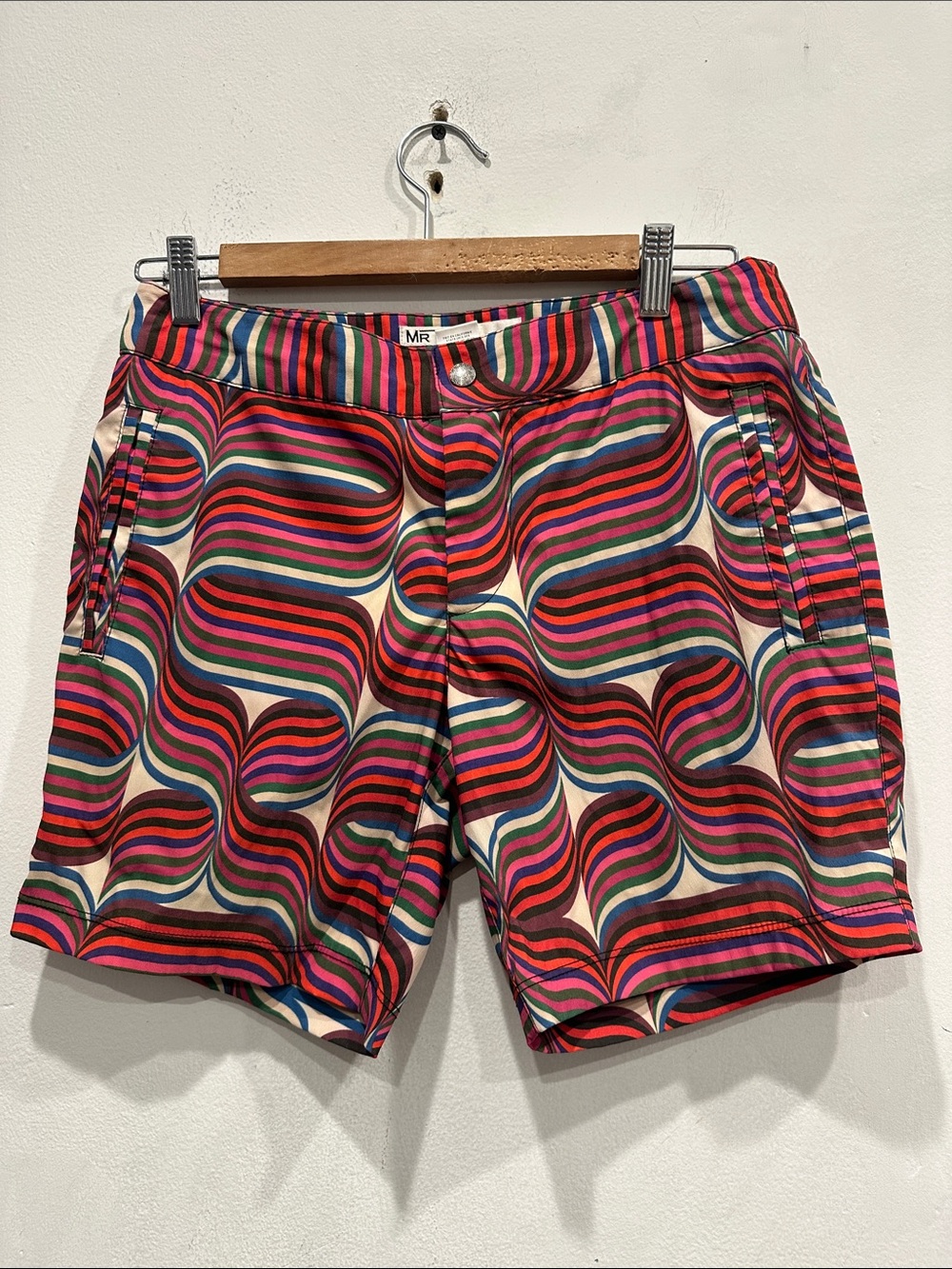 Mr Turk swim board shorts sz 29 small pattern red pink Palm Springs